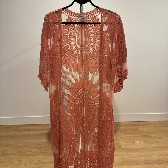 REBELLION pink long cardigan (M) - Picture 1 of 3